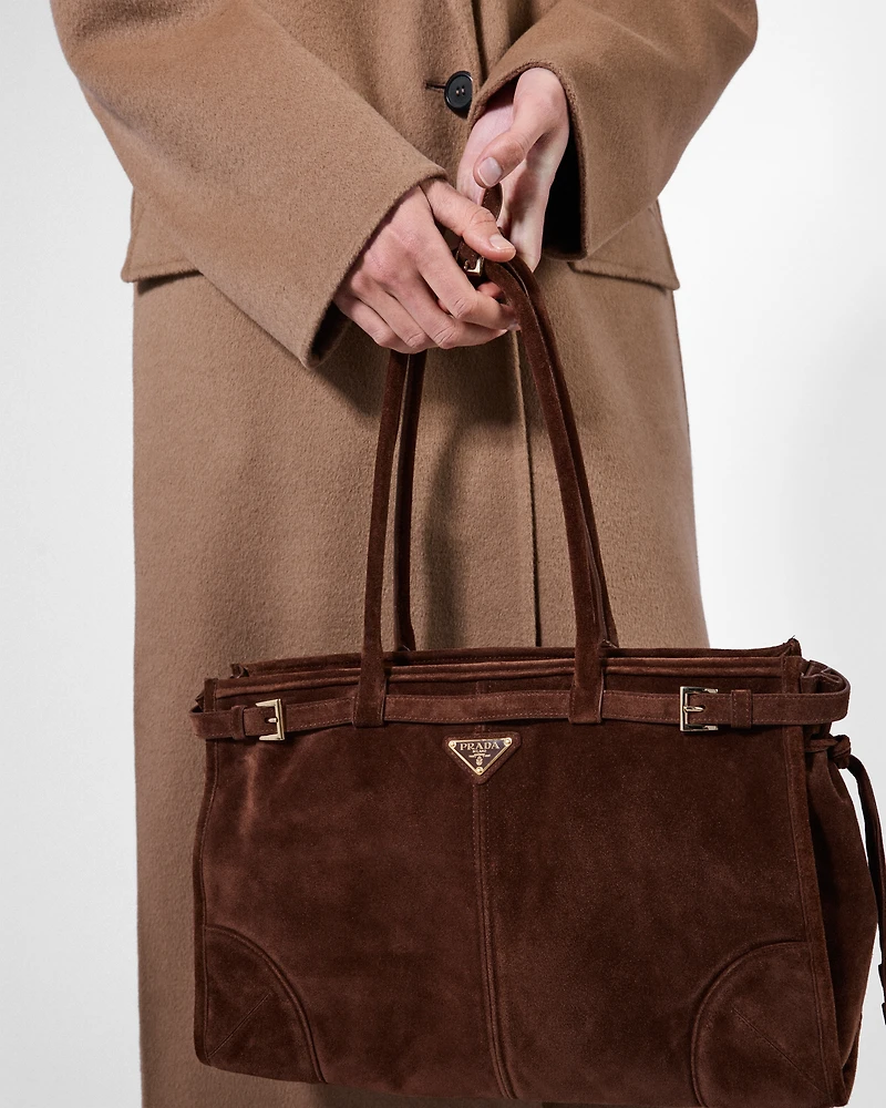 Prada Bonnie large suede handbag
