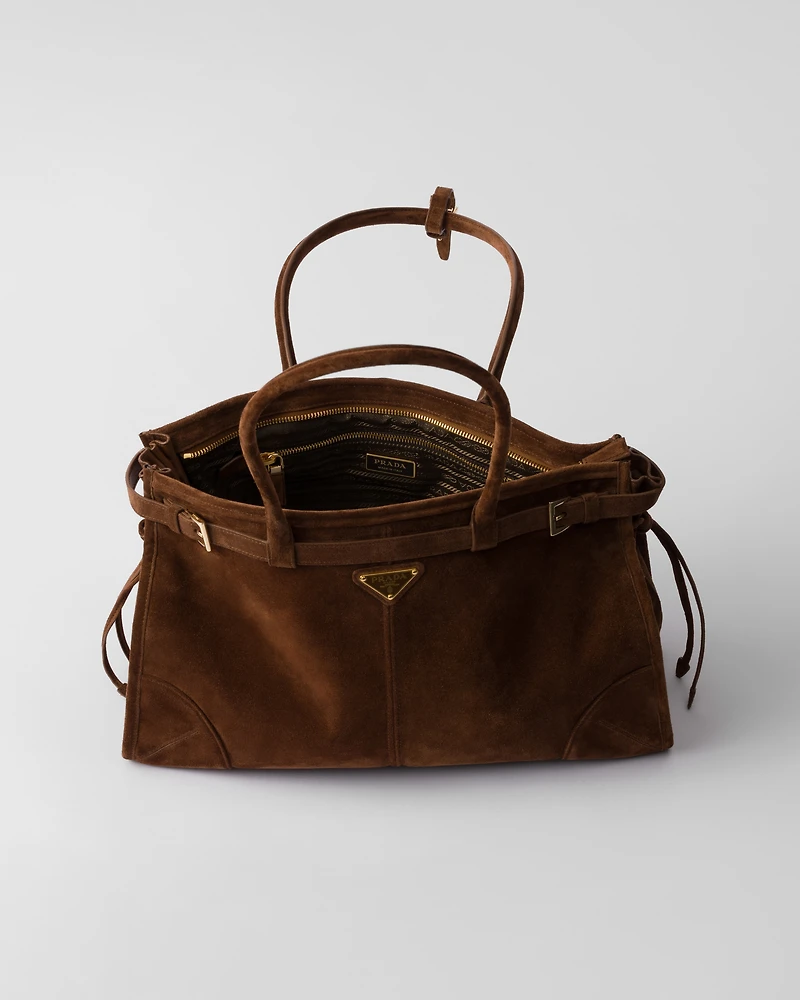 Prada Bonnie large suede handbag