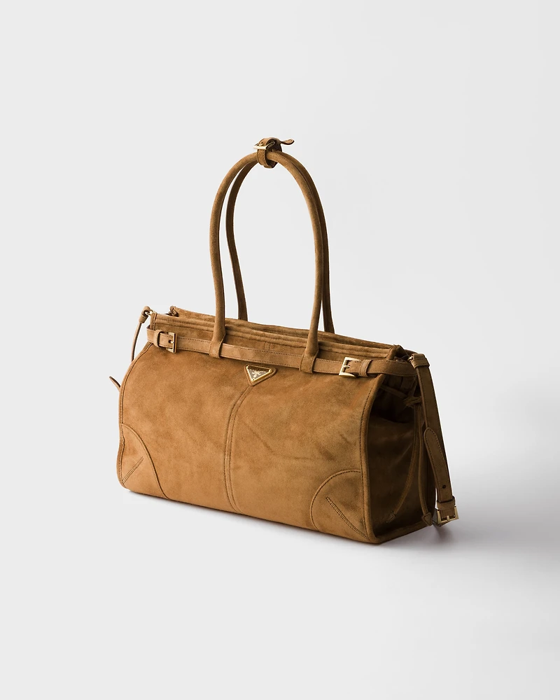 Prada Bonnie large suede handbag