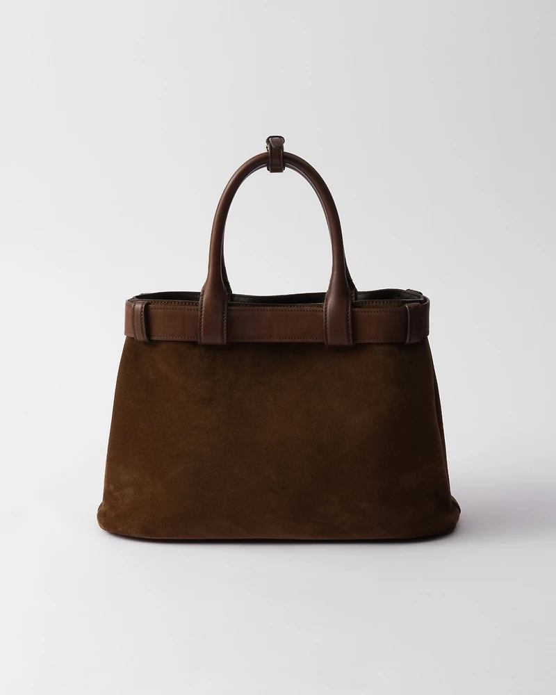 Prada Buckle medium suede bag with belt