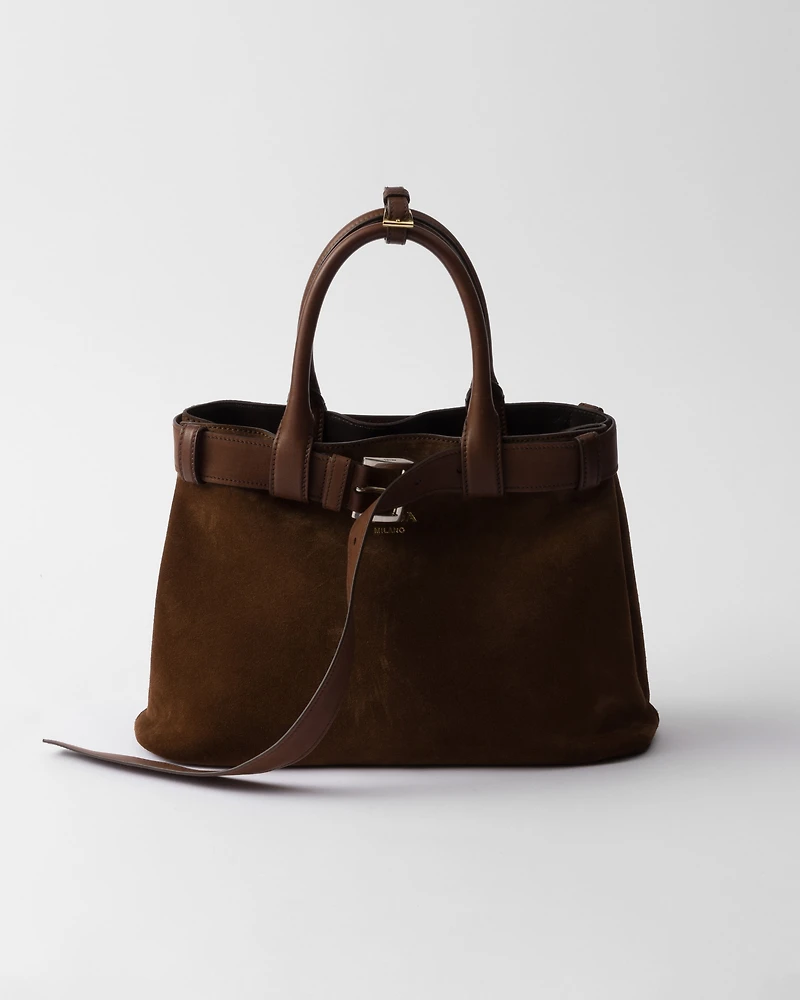 Prada Buckle medium suede bag with belt