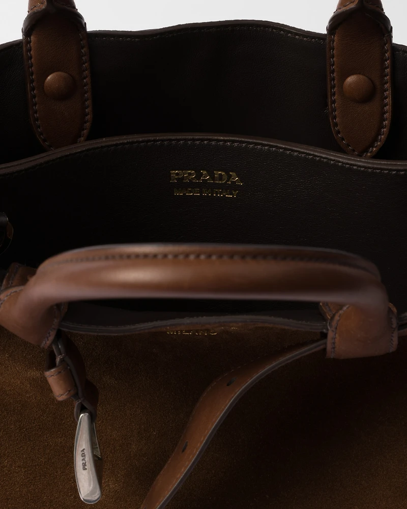 Prada Buckle medium suede bag with belt