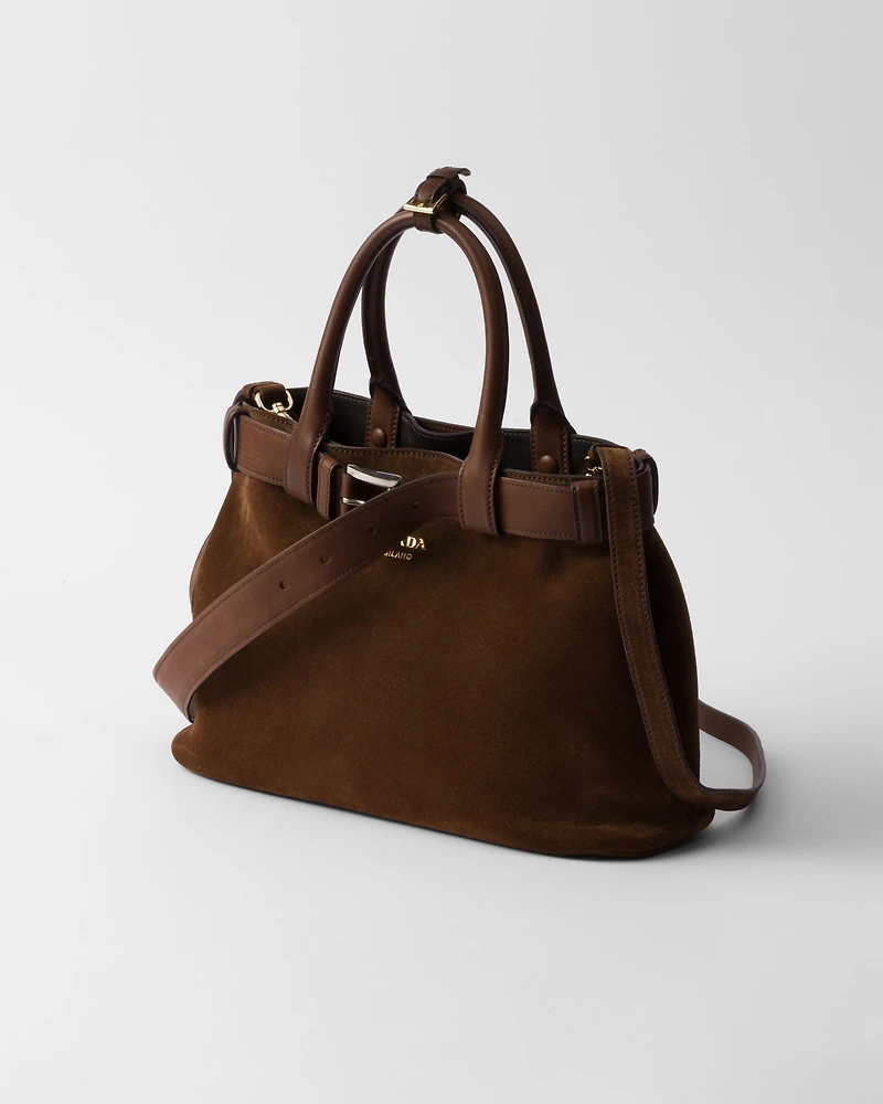Prada Buckle medium suede bag with belt
