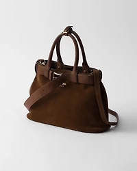 Prada Buckle medium suede bag with belt