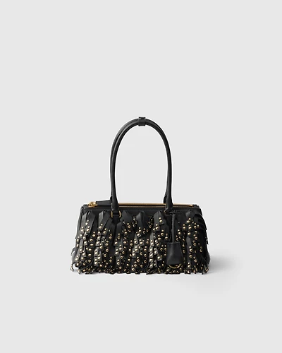 Prada Galleria medium nappa leather bag with fringe and studs