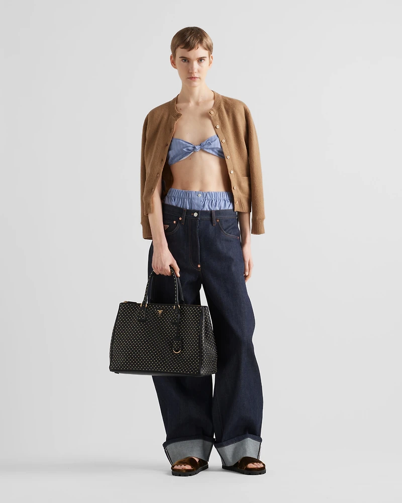 Prada Buckle extra-large studded leather bag