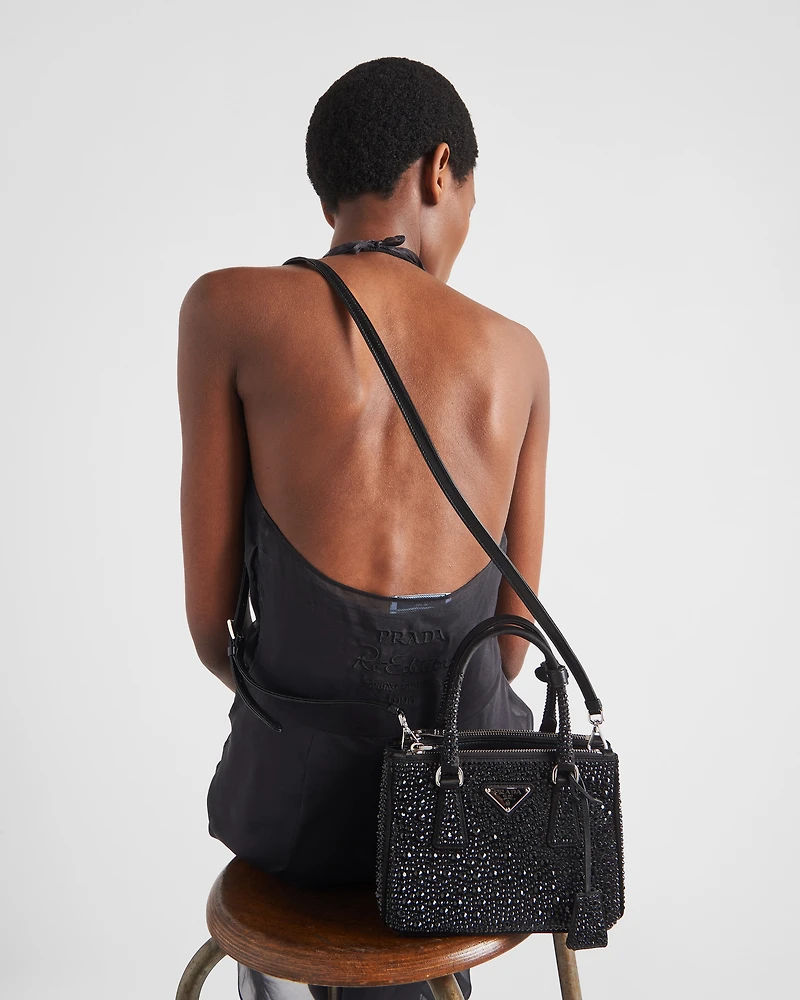 Prada Galleria mini satin bag with crystals