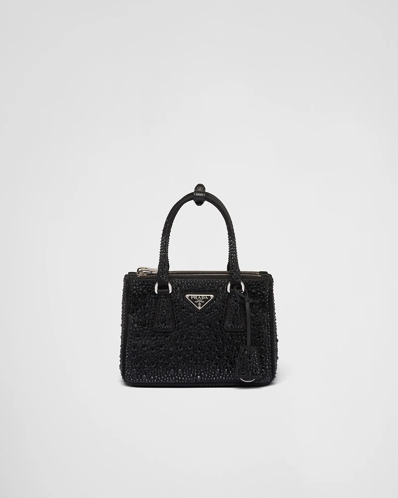 Prada Galleria mini satin bag with crystals
