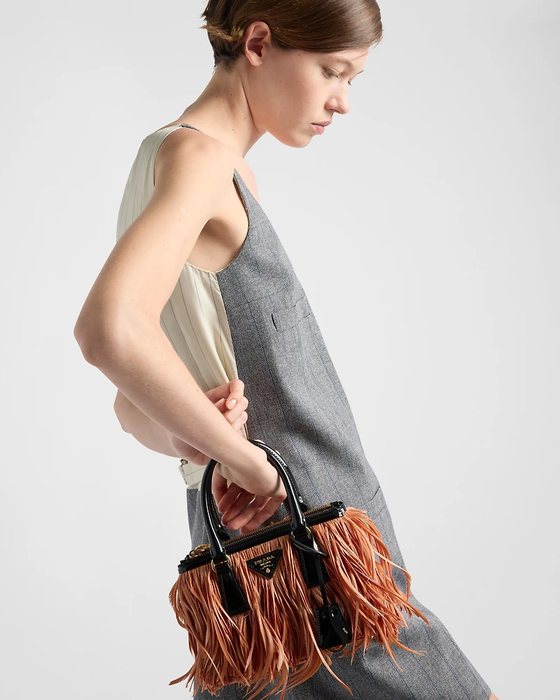 Prada Galleria mini bag with feather trim
