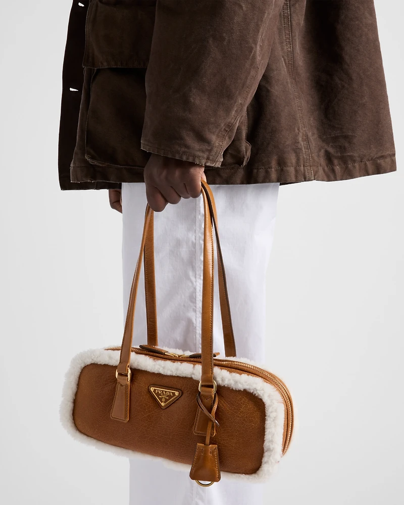 Medium shearling two-handle bag