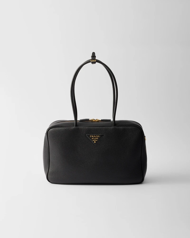 Large leather top-handle bag