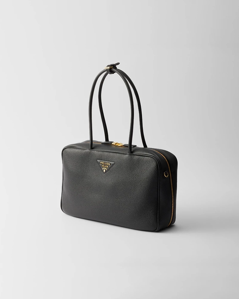 Large leather top-handle bag