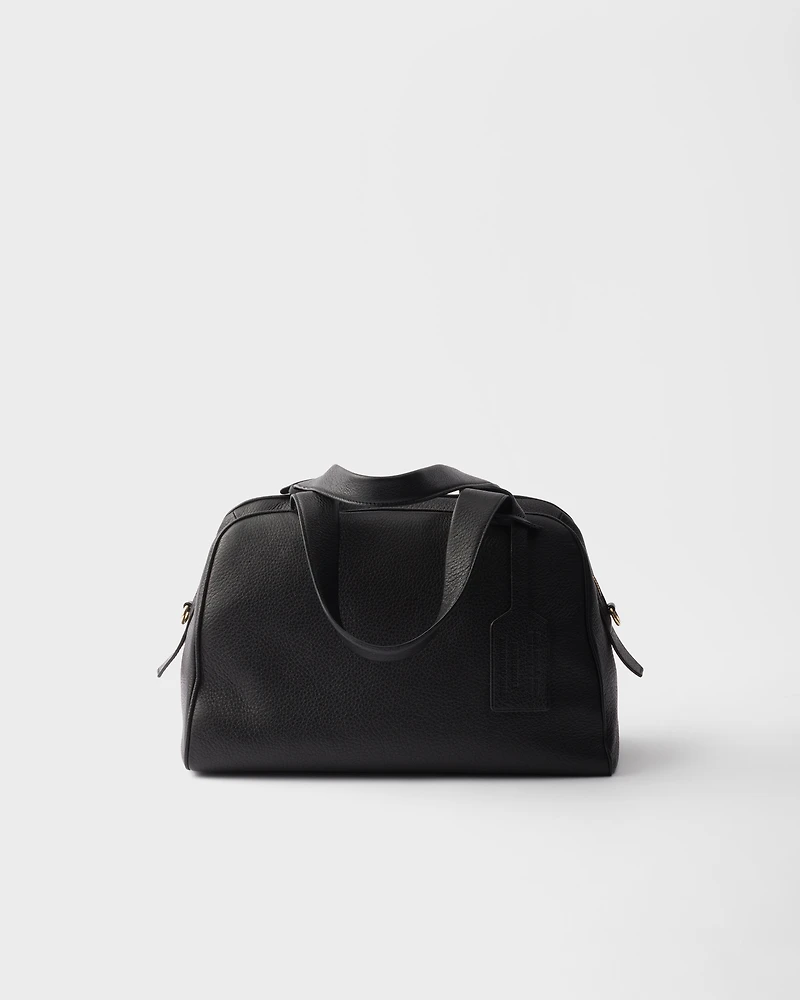 Large leather top-handle bag