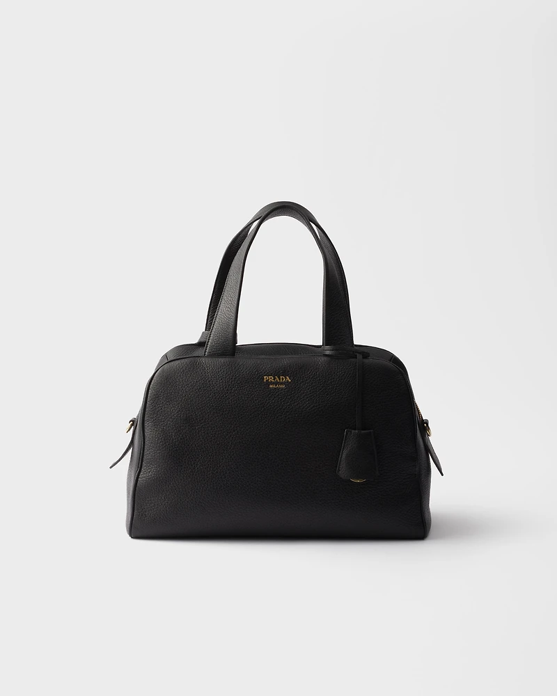 Large leather top-handle bag
