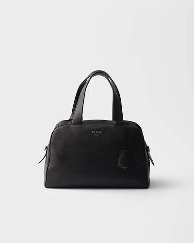 Large leather top-handle bag