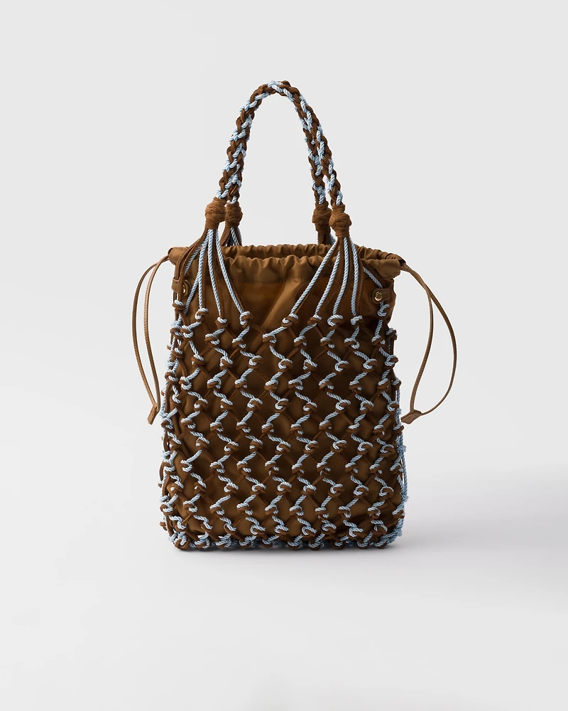 Prada Noué small macramé and suede bag