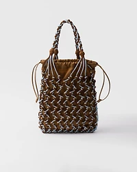 Prada Noué small macramé and suede bag