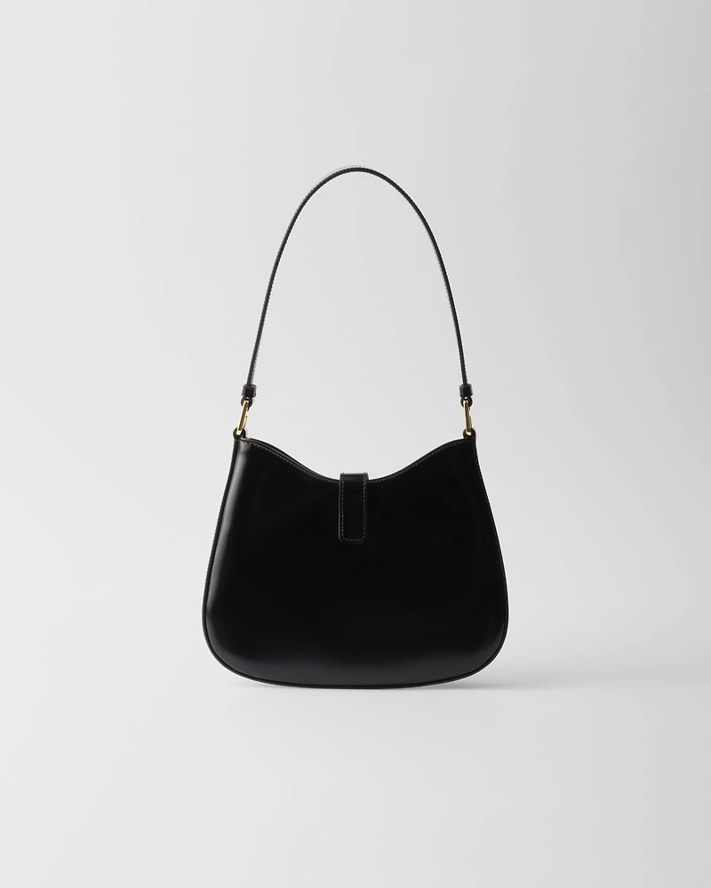 Prada Cleo brushed leather shoulder bag with clasp closure