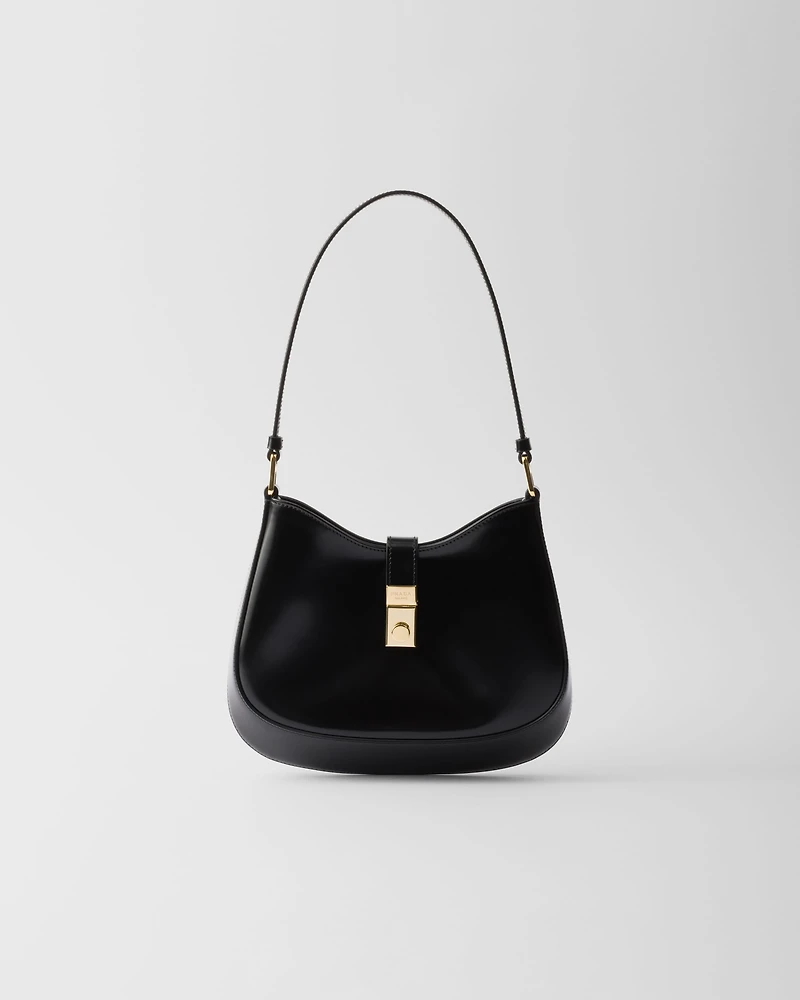 Prada Cleo brushed leather shoulder bag with clasp closure