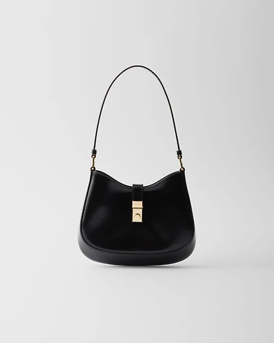 Prada Cleo brushed leather shoulder bag with clasp closure