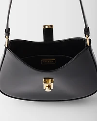 Prada Cleo brushed leather shoulder bag with clasp closure