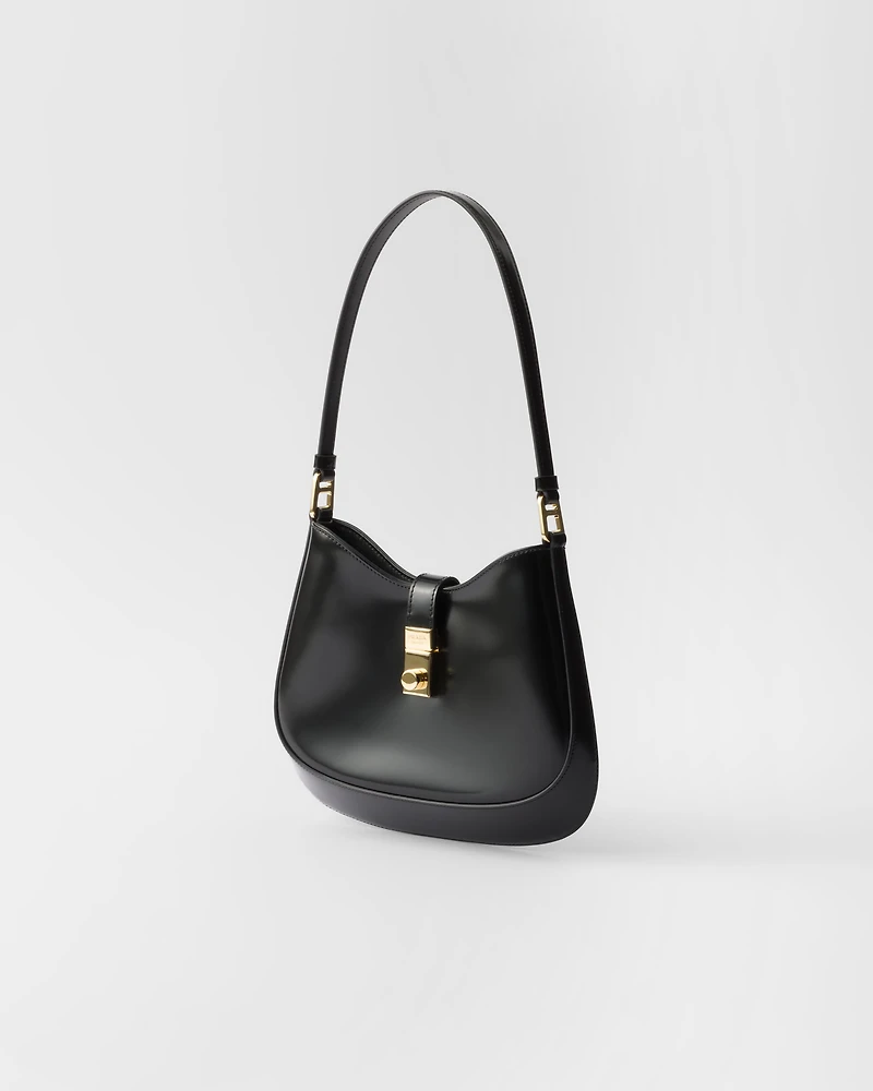 Prada Cleo brushed leather shoulder bag with clasp closure
