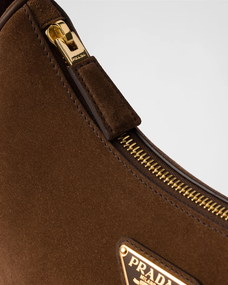 Prada Arqué suede shoulder bag