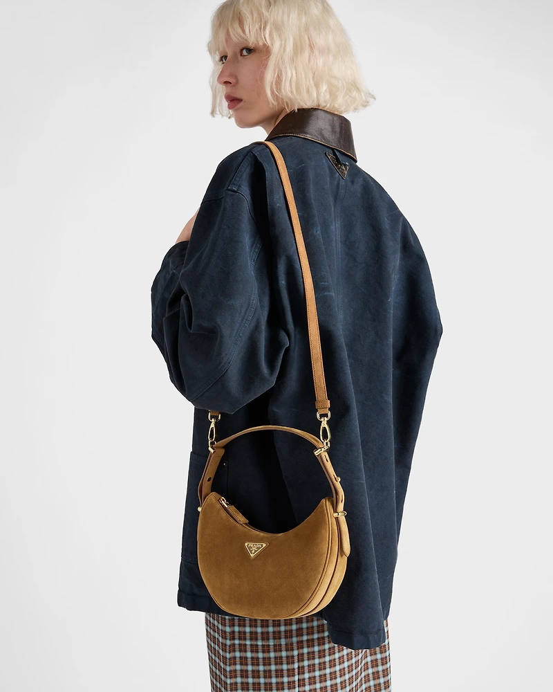 Prada Arqué suede shoulder bag
