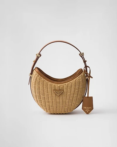Wicker and leather Prada Arqué bag