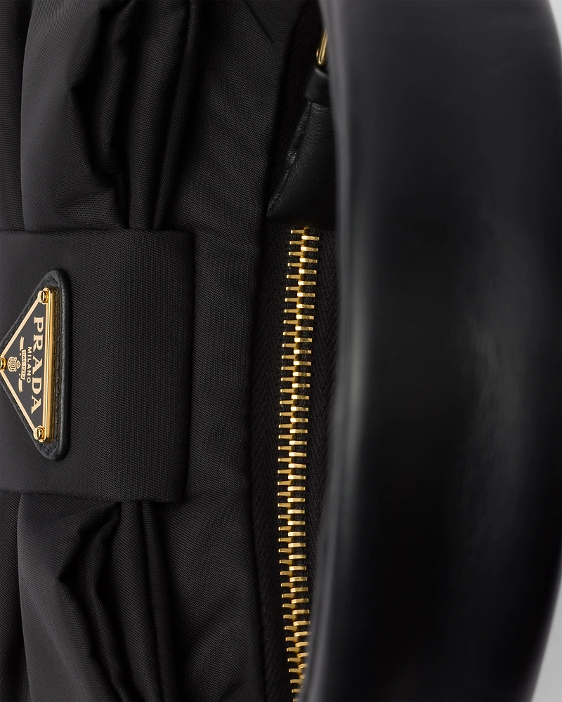 Mini Re-Nylon and nappa leather bag with bow