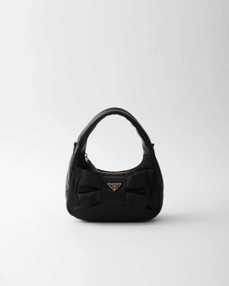 Mini Re-Nylon and nappa leather bag with bow