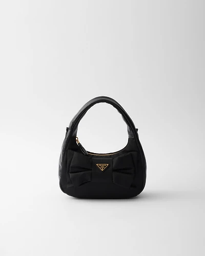 Mini Re-Nylon and nappa leather bag with bow