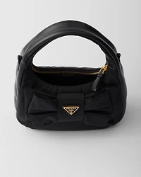 Mini Re-Nylon and nappa leather bag with bow