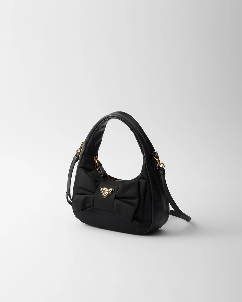 Mini Re-Nylon and nappa leather bag with bow