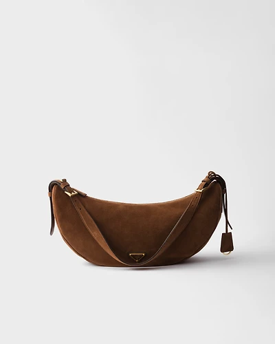 Prada Demi-lune large suede shoulder bag