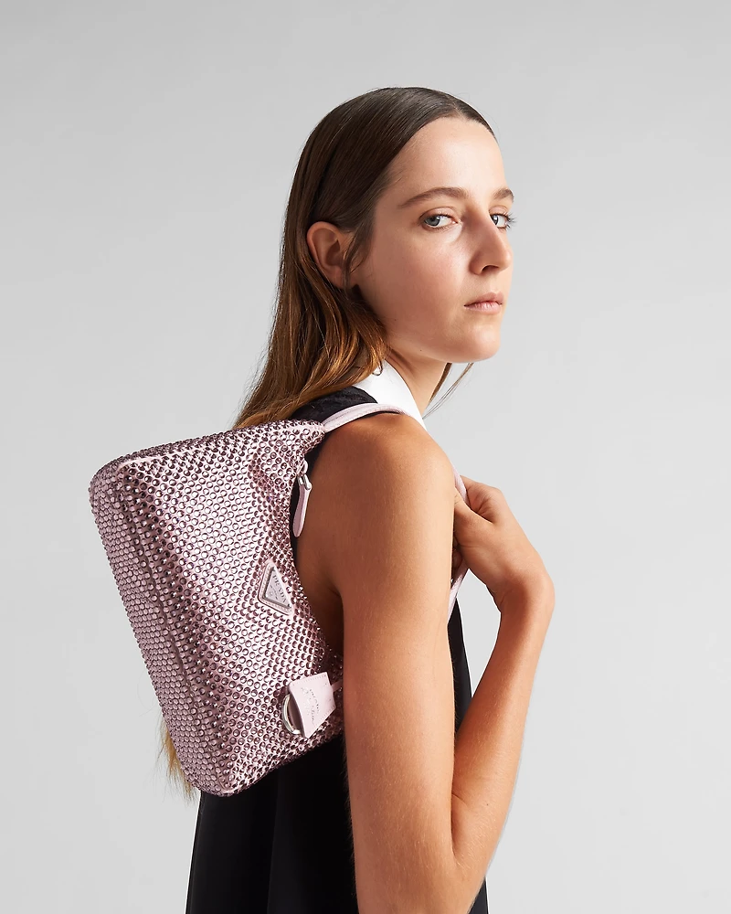 Prada Re-Edition mini satin bag with crystals
