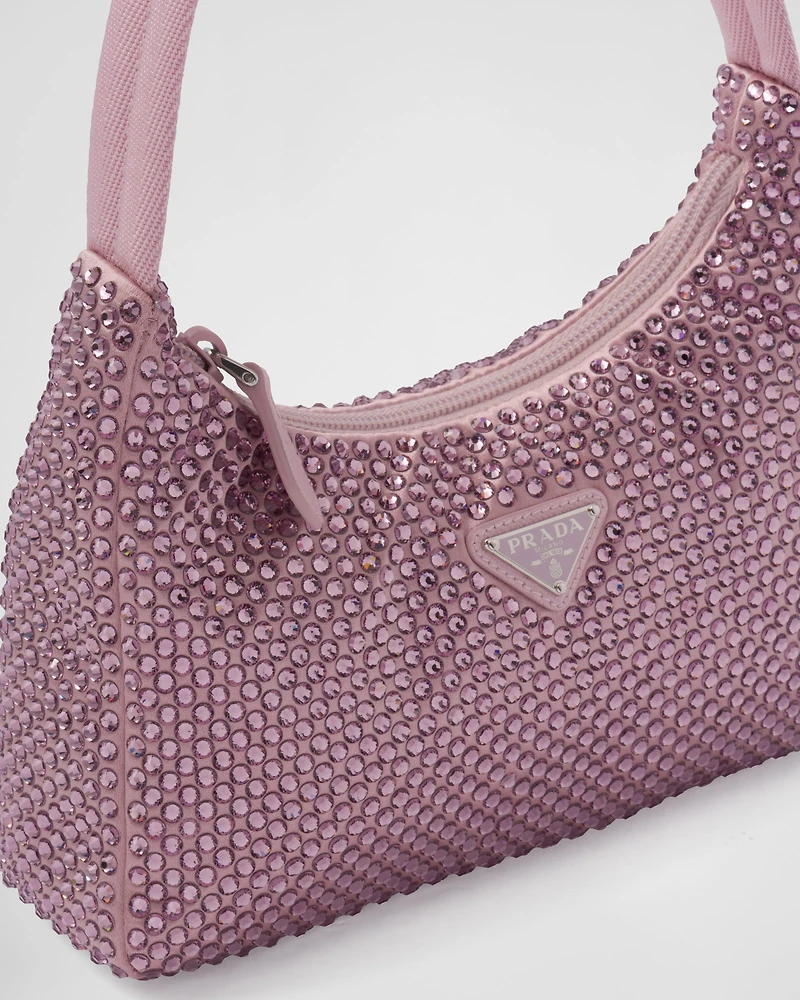Prada Re-Edition mini satin bag with crystals