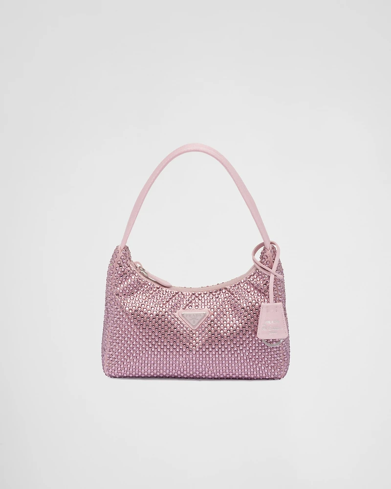 Prada Re-Edition mini satin bag with crystals