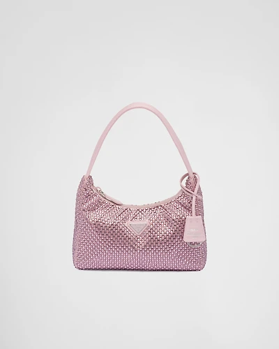 Prada Re-Edition mini satin bag with crystals