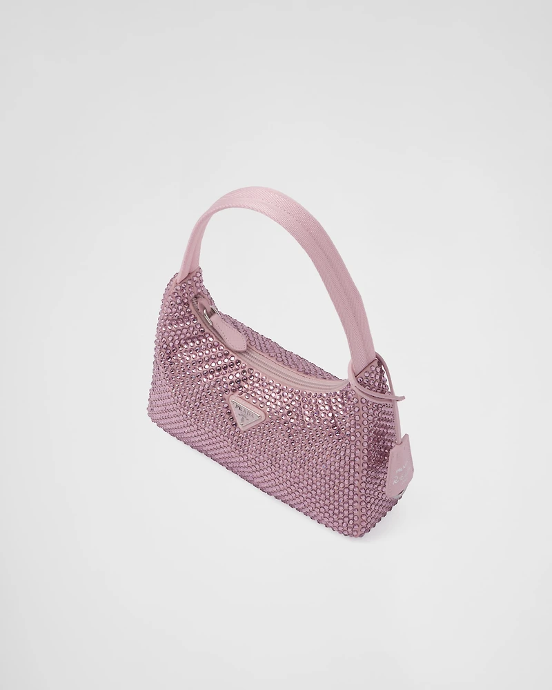 Prada Re-Edition mini satin bag with crystals