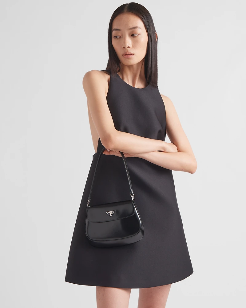 Prada Cleo small brushed leather shoulder bag with flap