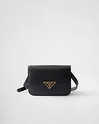 Saffiano leather flap shoulder bag
