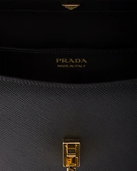 Saffiano leather flap shoulder bag