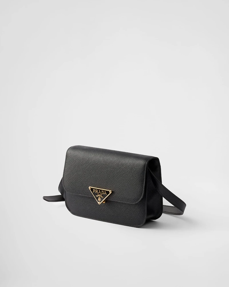 Saffiano leather flap shoulder bag
