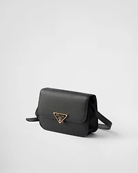 Saffiano leather flap shoulder bag