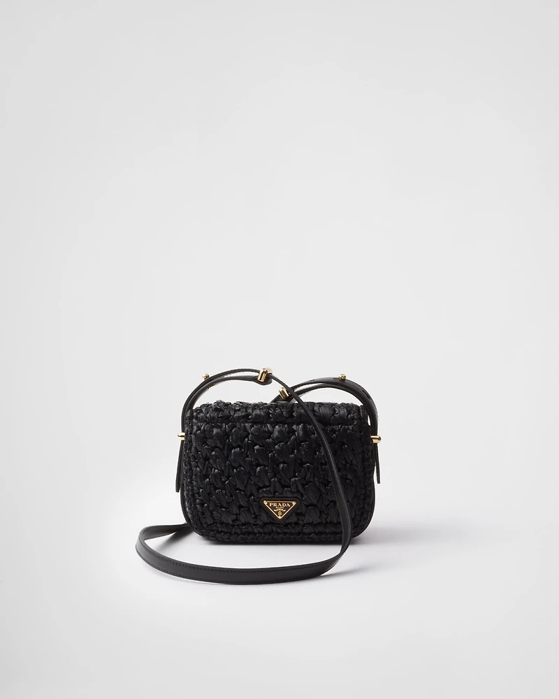 Crochet and leather shoulder bag