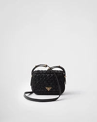 Crochet and leather shoulder bag