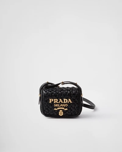 Crochet and leather shoulder bag