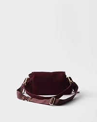 Prada Explore medium suede shoulder bag with flap