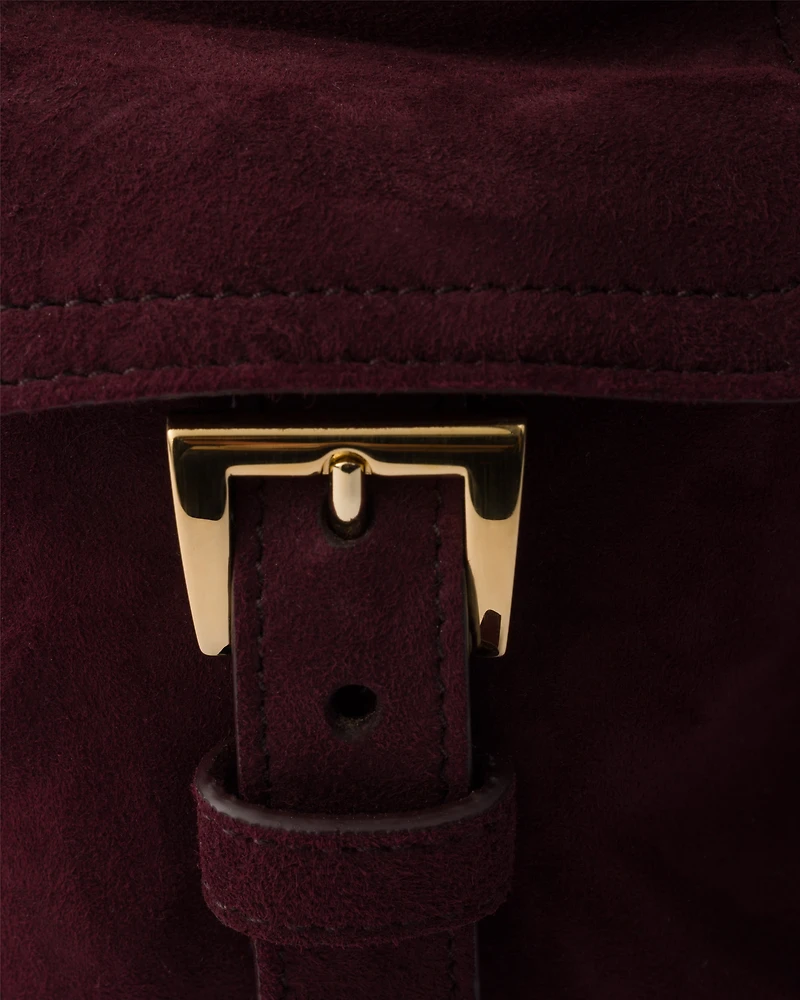 Prada Explore medium suede shoulder bag with flap
